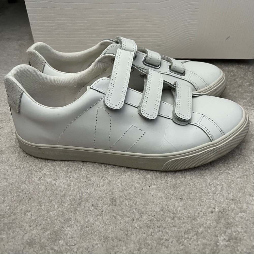 Veja White Velcro Sneakers